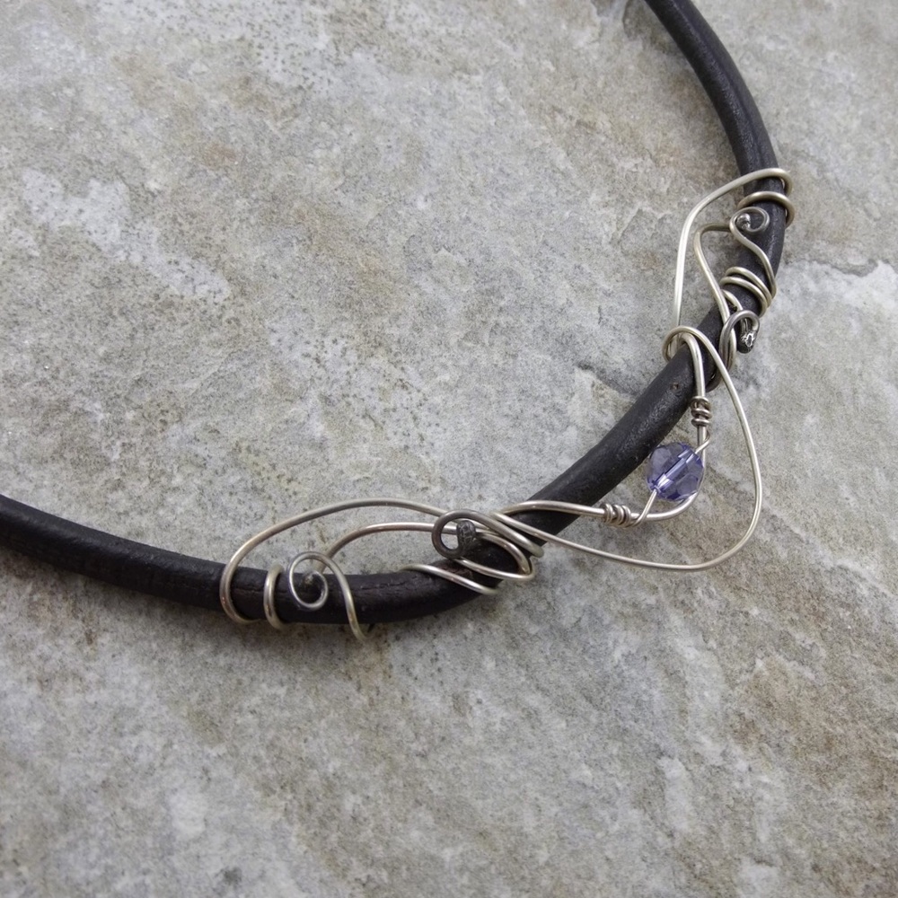 Sterling silver and leather cord necklace